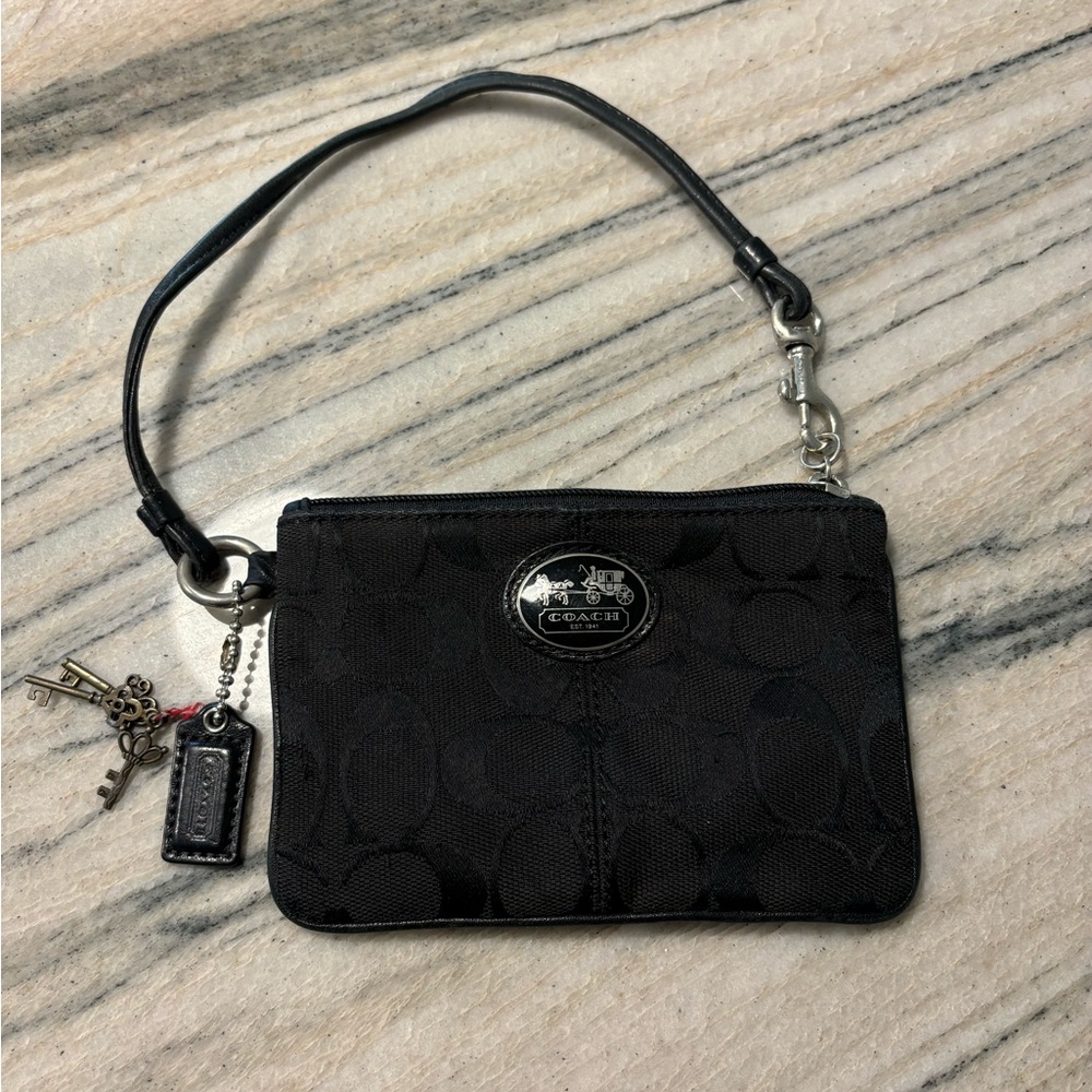 Coach Black Signature Wristlet Clutch